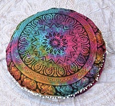 Traditional Jaipur Tie Dye Floral Elephant Mandala Floor Cushions, Decor... - $19.79