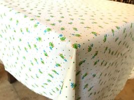 48&quot;x48&quot; - Flowers and Dots Green - Tablecloth Floral Collection Cotton Events - £19.75 GBP