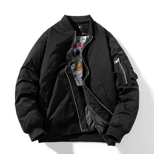 Men Women Bomber Jacket Fashion  Winter Pilot Jacket Solid Vintage Baseball Coat - £158.01 GBP