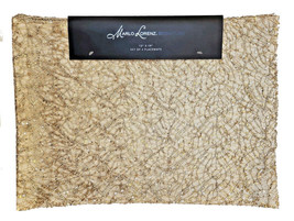 Marlo Lorenz Gold Placemats Textured Sequins Set of 4 Christmas Holiday 13x19&quot; - £32.62 GBP