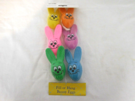 Vintage Sun Hill 6 Pack See Thru Plastic Fill Or Hang Easter Bunny Eggs NEW - £15.49 GBP