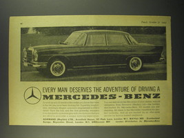 1964 Mercedes-Benz Car Ad - Every man deserves the adventure of driving - £14.46 GBP