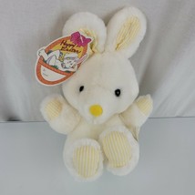 Vtg Plush White Yellow Seersucker Stripe Easter Bunny Rabbit Rattle Target Store - £54.20 GBP