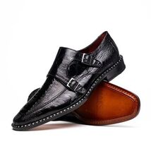 Genuine ostrich leg leather upper Shoes Napoli Black image 2
