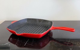 Le Creuset France #26 Red Cast Iron Grill Pan Skillet - £58.48 GBP