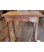 Vtg Brown Enamel Top Wooden w/Drawer &amp; Slide Leaves Farmhouse Kitchen Table - $4,618.00 MXN