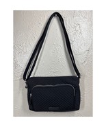 Vera Bradley Black Quilted Crossbody Handbag Purse Floral Lined - $465.54 MXN