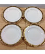 Antique Spode Copeland Majestic 4 Bread Butter Plates Gold Cobalt Chain ... - $112.19