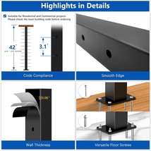 Zlorix 42&quot; T304 Stainless Steel Cable Railing Post Black(Post 41&quot;x2&quot;x2&quot;) - $786.92 MXN