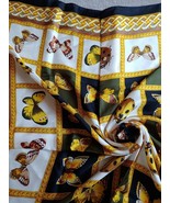 Vtg Fashion Scarf Butterflies Lady Bugs Square 33&quot; Neck Head Business Lady - £19.79 GBP
