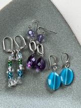 Lot of Simple Plastic Aqua Blue Oval Purple &amp; Silvertone &amp; Clear w Blue &amp; Green - £8.48 GBP