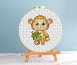 Baby Monkey Cross Stitch nursery pattern pdf - Plastic canvas Cross Stitch  - £4.57 GBP