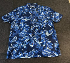 Tommy Bahama Shirt Men&#39;s Size Large Black Blue Hawaiian Floral 100% Silk... - £17.87 GBP