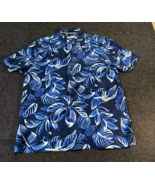Tommy Bahama Shirt Men&#39;s Size Large Black Blue Hawaiian Floral 100% Silk... - £17.99 GBP