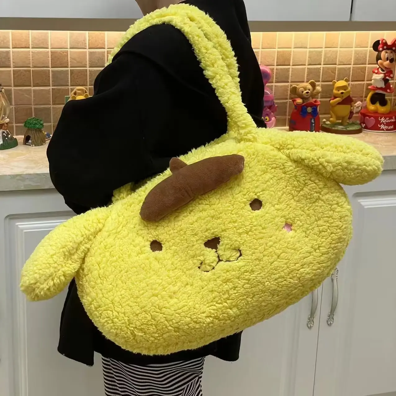 Sanrio Pom Pom Purin Handbag Lovely Shoulder Bag Cartoon Anime Plush Bag Girly C - $37.60