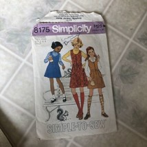 Vintage 1969 Simplicity 8175 Zip Front Jumper Size 5 and 6 Simple to Sew - £11.16 GBP