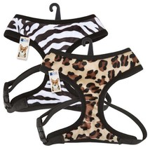 Dog Harness Plush Safari Patterns Comfort Chest Plate - Choose Cheetah or Zebra  - $17.71+