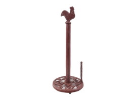 Rustic Red Whitewashed Cast Iron Rooster Paper Towel Holder 15&quot;&quot; - £49.03 GBP