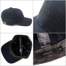 Coach Navy Blue Black Embroidered Adjustable Baseball Cap Hat, XS/S, 8247-9 - £69.31 GBP