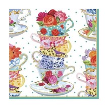 Caspari Tea Cups Cocktail Napkin, Multi-Color  - £6.45 GBP