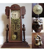 ANTIQUE kitchen mantel clock PAR ARO Canada lion pendulum TALL &amp; RARE &amp; ... - $6,478.72 MXN