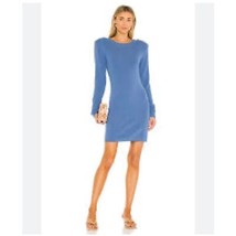 Lagence Womens Sweater Dress Blue Stretch Jewel Neck Long Sleeve Ribbed S New - £77.42 GBP