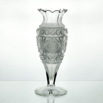 American Brilliant Hawkes Borneo Cut Footed Vase, Antique c1902 Signed 9... - $30.00