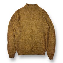 True Vintage 70s Coarse Wool Mock Neck Sweater Womens Sz M Retro Flax Brown - £19.73 GBP