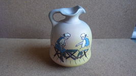 Antique Weller Art Pottery Dickens Ware 2 Line Men Playing Checkers Ewer Pitcher - £117.99 GBP