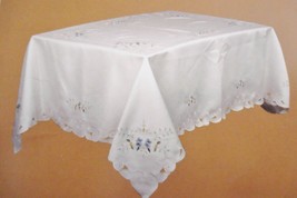 Floral Light Blue 2 Flowers Tablecloth Compatible with Franco, 72 &quot;x126 ... - £49.34 GBP