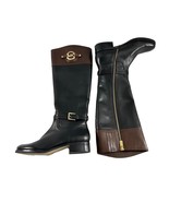 Michael Kors Womens Two Tone Leather Riding Boots Size 5.5 M Black Brown - £63.88 GBP