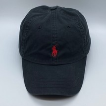 Polo Ralph Lauren Black Adjustable Strap Ball Cap Hat Embroidered Front &amp; Back - £14.16 GBP