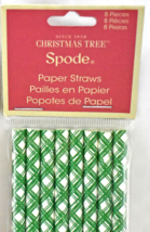 Spode Paper Straws Green White Plaid 7-3/4&quot; Holiday Straws 8 Count - £3.69 GBP