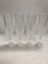 4 Crystal champagne glasses Cristald&#39;arques long champ flutes 8 inch Vin... - $55.43