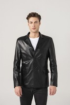 Genuine Leather Stylish Black Men Blazer Business Formal Lambskin 100% H... - £94.70 GBP