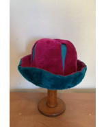 Vintage 1960s Yves Saint Laurent Purple &amp; Turquoise Faux Fur Cloche Hat - £439.09 GBP