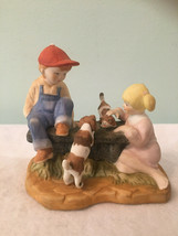 Vtg Paul Sebastian 1991 Collectible Girl and Boy With Dogs Porcelain Figurine - £31.96 GBP