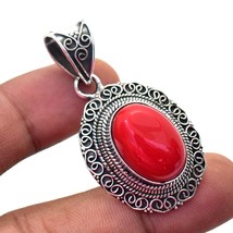 Italian Red Coral Vintage Style Gemstone Handmade Pendant Jewelry 1.90&quot; SA 849 - £3.98 GBP