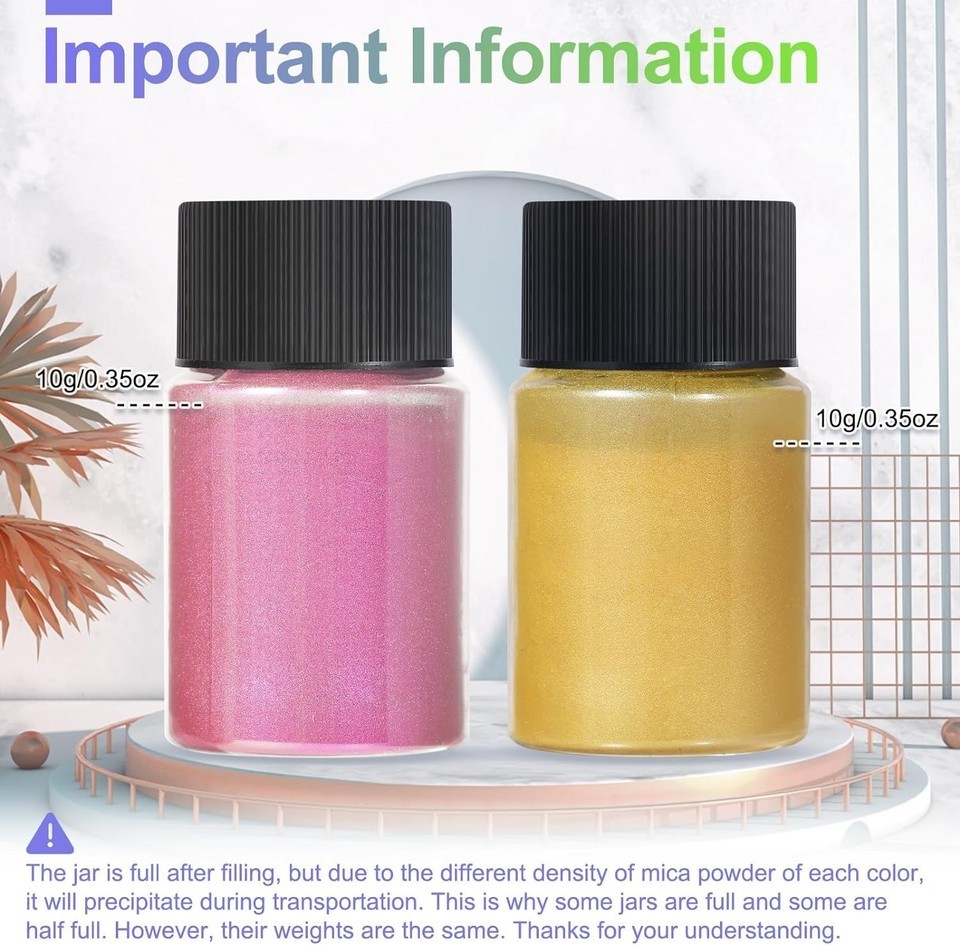 Natural Non-Toxic Mica Powder - 10g Bottles with 81 Color Variety for Crafts Item image 6