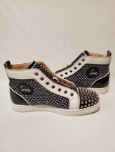 Christian Louboutin Spikes High-Top Sneakers Size 39 Black &amp; White No Laces - £238.13 GBP