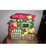 1940&#39;s Wooden Advent Calendar Christmas Count Down painted tin ribbon an... - $147.51