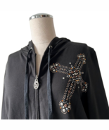 Christine Alexander Black Embellished Cross Zip Front Hoodie - Women&#39;s S - $722.54 MXN