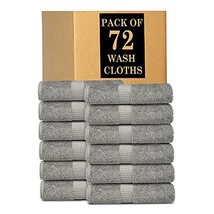 Lavish Touch 100% Cotton 600 GSM Melrose Pack of 72 Wash Towels Silver - $85.49