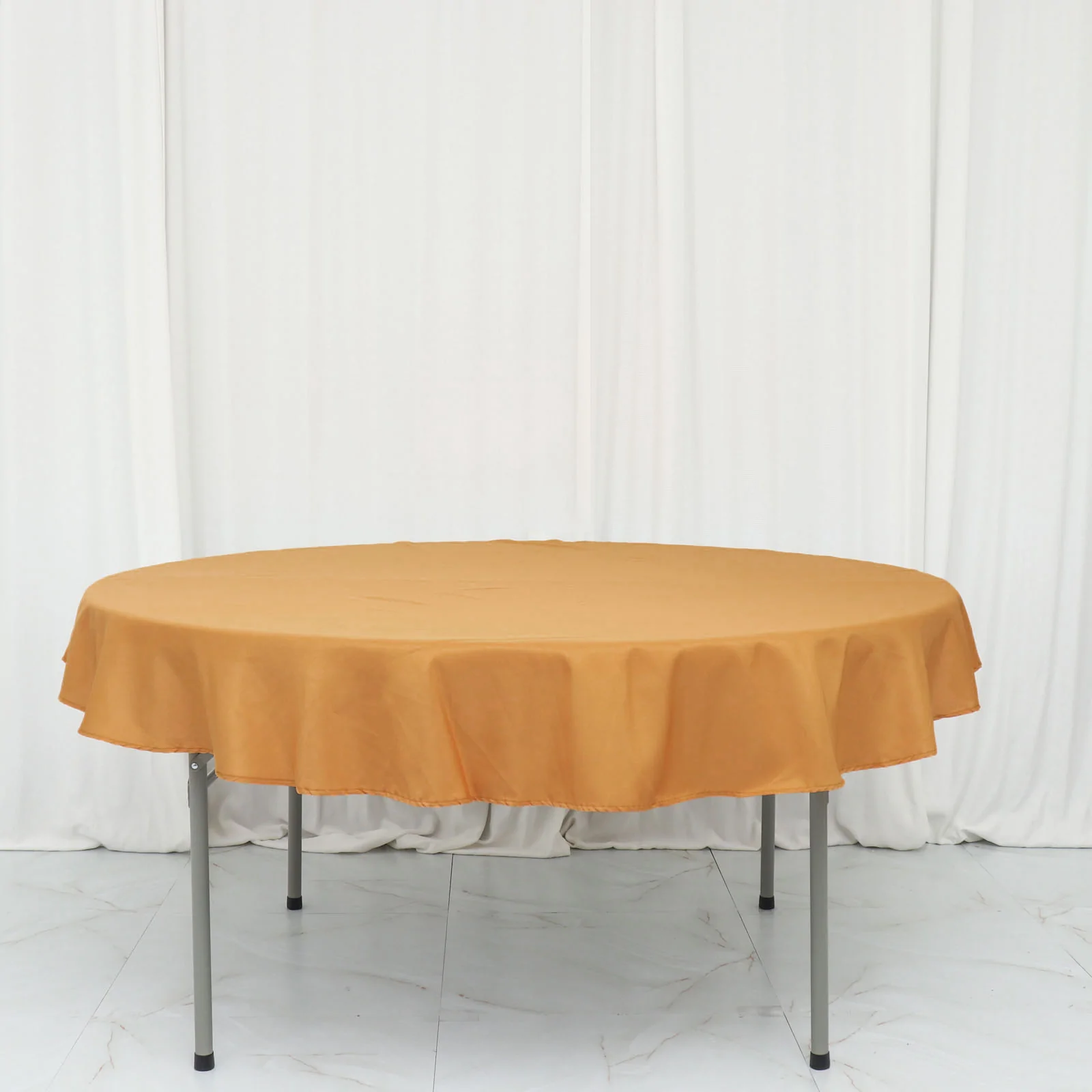 Gold - 70&quot; Tablecloth Round Polyester Wedding Party Banquet Events   - £18.78 GBP