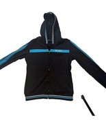 BCBG Sz M Max Azria Training Jacket Black, Aqua Stretch - £14.02 GBP