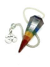 7 Chakra Dowsing Pendulum Bonded Crystal Spiritual Om Aum Chain Reiki Chargé - £9.42 GBP