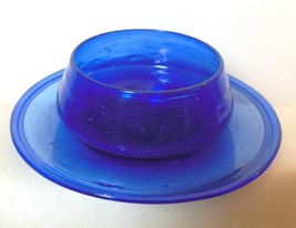 Hand Blown Cobalt Blue Glass Bowl and Plate - £11.66 GBP
