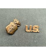 WWII US Army Medical Department Collar Insignia Pair Silver-Filled KREW ... - $27.11