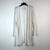 Charter Club Womens XL Bright White Long Sleeve Woven Cardigan Sweater NWT BP64 - £29.27 GBP