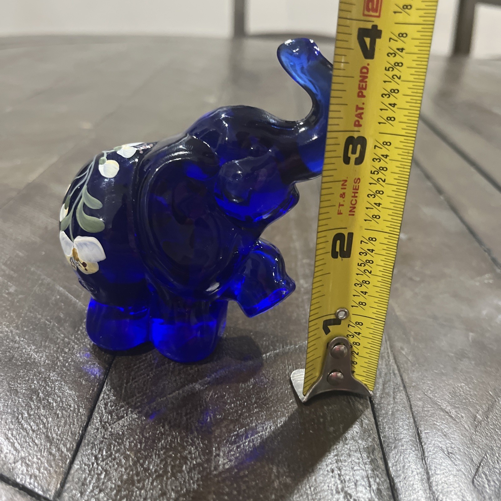 Fenton Cobalt Blue Elephant with Flowers Hand Painted & Signed S Smith Item image 7